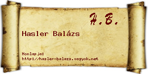 Hasler Balázs névjegykártya